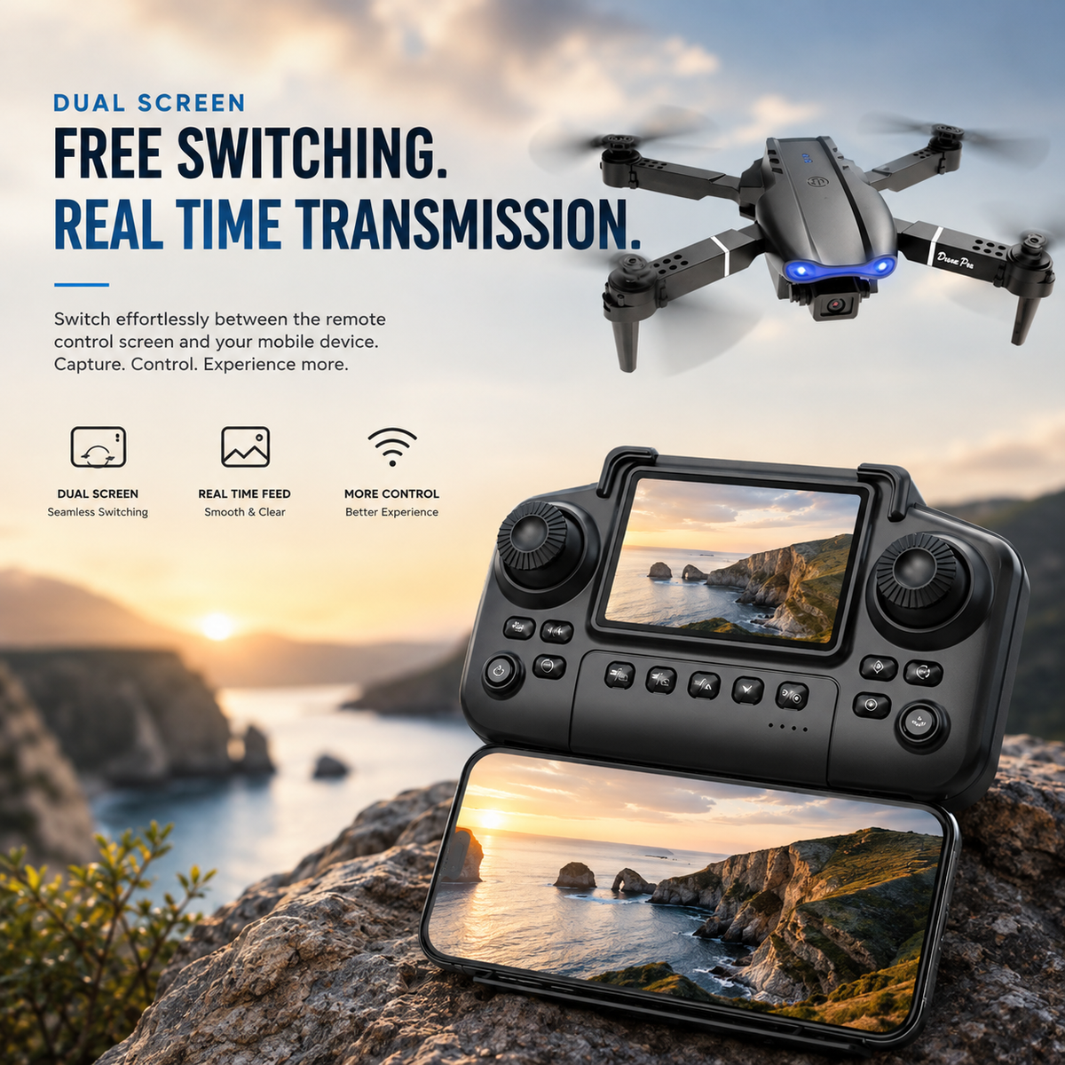 E99PRO MAX Drone Features Dual 8K Cameras, In-Screen Remote Control